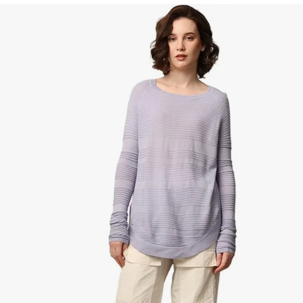 Only Lilac Scoop Neck Ribbed Long Sleeve Sweater